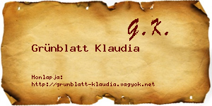 Grünblatt Klaudia névjegykártya